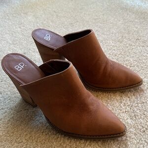 BP. Brown Leather Heeled Mules | Slip-On | Size 7.5